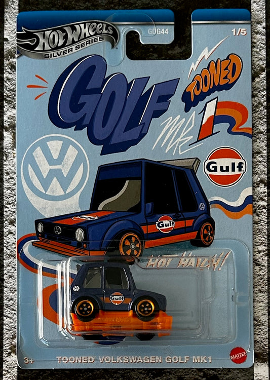 Mattel Hot Wheels Diecast Silver Series 1:64 - Tooned Volkswagen Golf MK1 (Gulf Tooned)