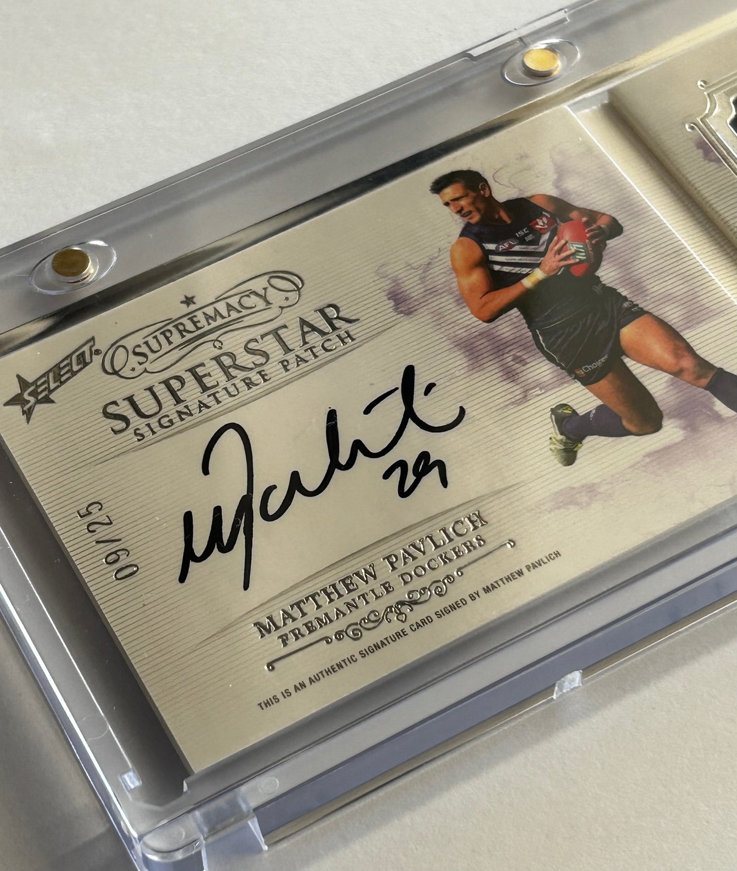 2021 AFL Select Supremacy - MATTHEW PAVLICH (FREMANTLE DOCKERS) Superstar Signature Patch 09/25