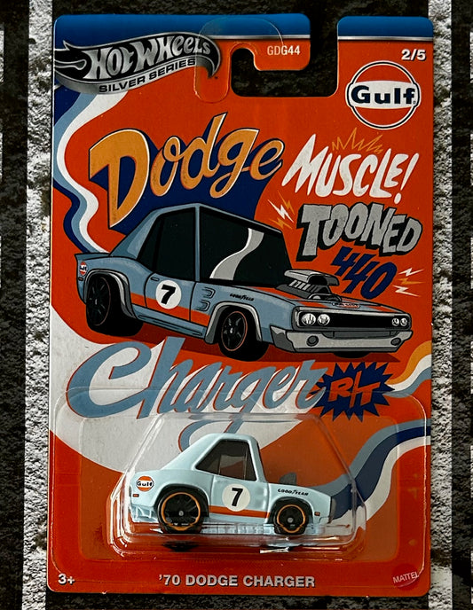 Mattel Hot Wheels Diecast Silver Series 1:64 - '70 Dodge Charger (Gulf Tooned)