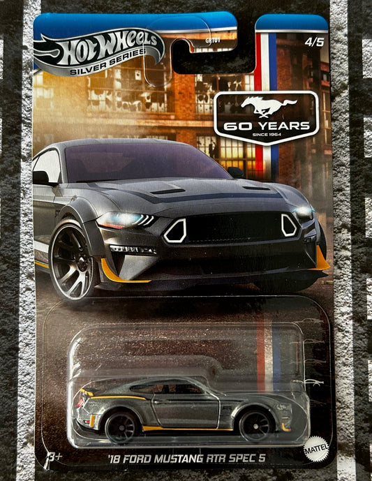 Mattel Hot Wheels Diecast Silver Series 1:64 - '18 Ford Mustang RTR SPEC 5 (60 Years)