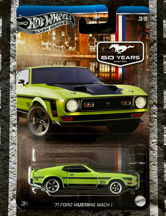 Mattel Hot Wheels Diecast Silver Series 1:64 - '71 Ford Mustang Mach 1 (60 Years)