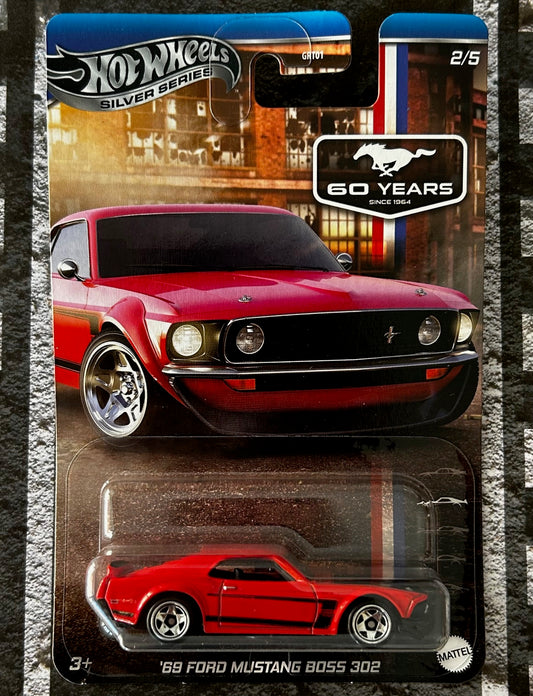 Mattel Hot Wheels Diecast Silver Series 1:64 - '69 Ford Mustang Boss 302 (60 Years)