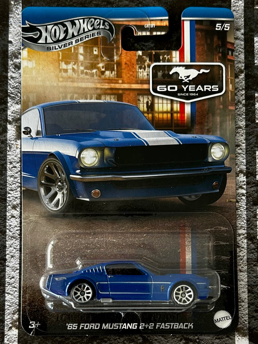 Mattel Hot Wheels Diecast Silver Series 1:64 - '65 Ford Mustang 2+2 Fastback (60 Years)