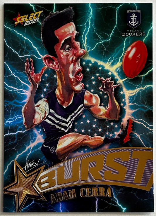 Select AFL Footy Stars 2021 - ADAM CERRA (FREMANTLE DOCKERS) Lightning Starburst SBL21 /210