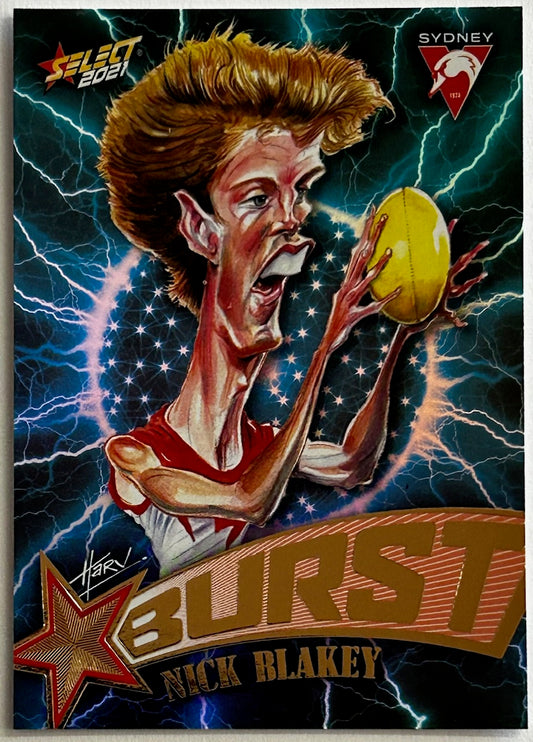 Select AFL Footy Stars 2021 - NICK BLAKEY (SYDNEY SWANS) Lightning Starburst SBL61 /210
