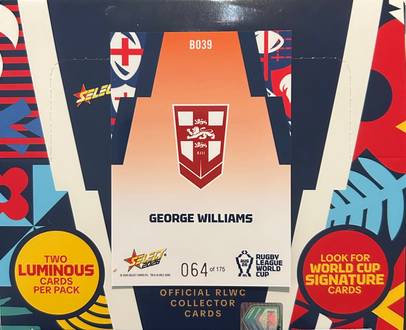 Select Rugby League World Cup 2026 - GEORGE WILLIAMS (ENGLAND) Orange Parallel BO39 /175