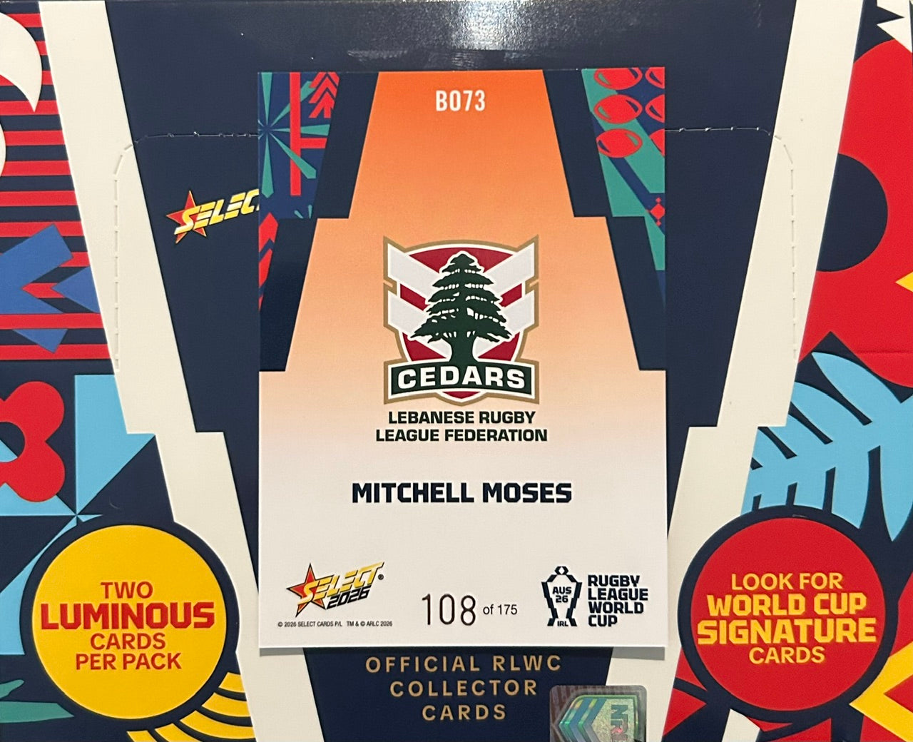 Select Rugby League World Cup 2026 - MITCHELL MOSES (LEBANON) Orange Parallel BO73 /175
