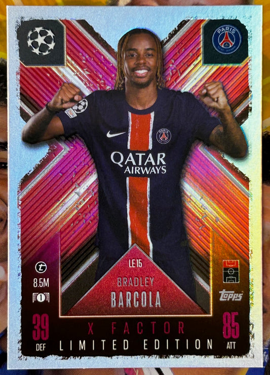 Topps 2024-25 Match Attax Extra UEFA - BRADLEY BARCOLA (PSG) X Factor Limited Edition #LE15