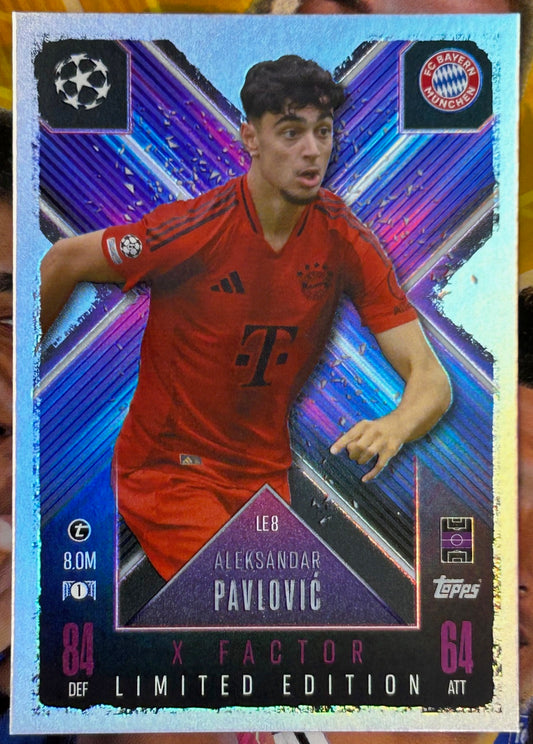 Topps 2024-25 Match Attax Extra UEFA - ALEKSANDAR PAVLOVIC (BAYERN MUNICH) X Factor Limited Edition #LE8
