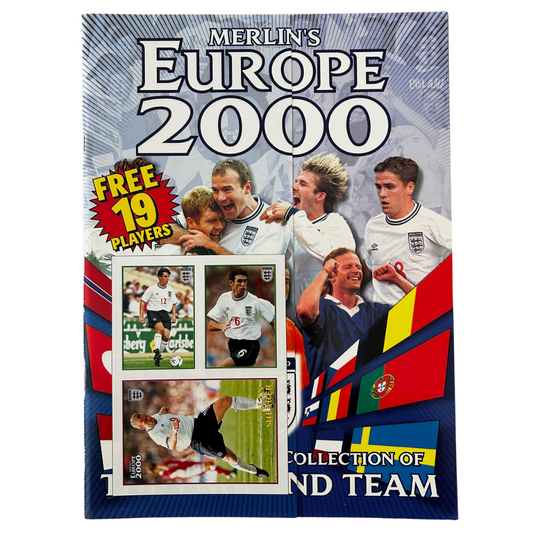 Merlin's Europe 2000 Official Collection of England Team - EMPTY STICKER ALBUM including 19 Stickers