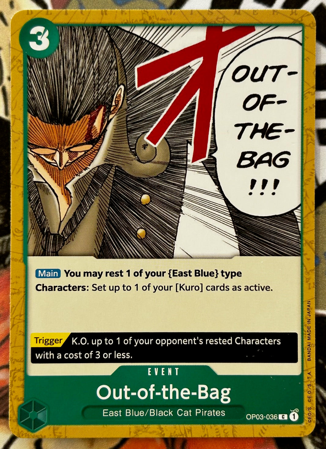 OP03-036 OUT-OF-THE-BAG One Piece Event Card (Green) English – JaqJnr