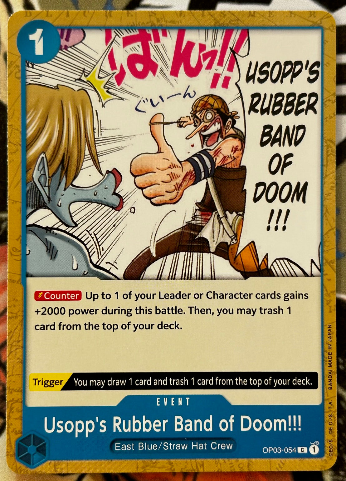 OP03-054 USOPP'S RUBBER BAND OF DOOM!!! One Piece Event Card (Blue) English