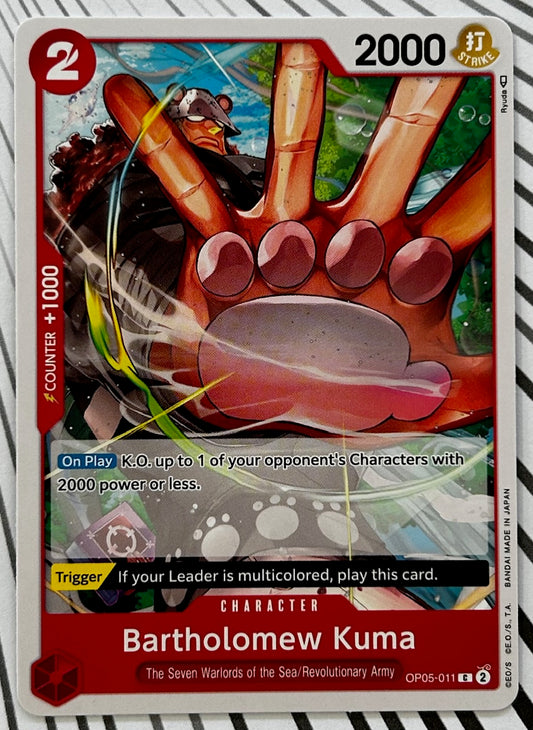 OP05-011 BATHOLOMEW KUMA One Piece Character Card (Red) English