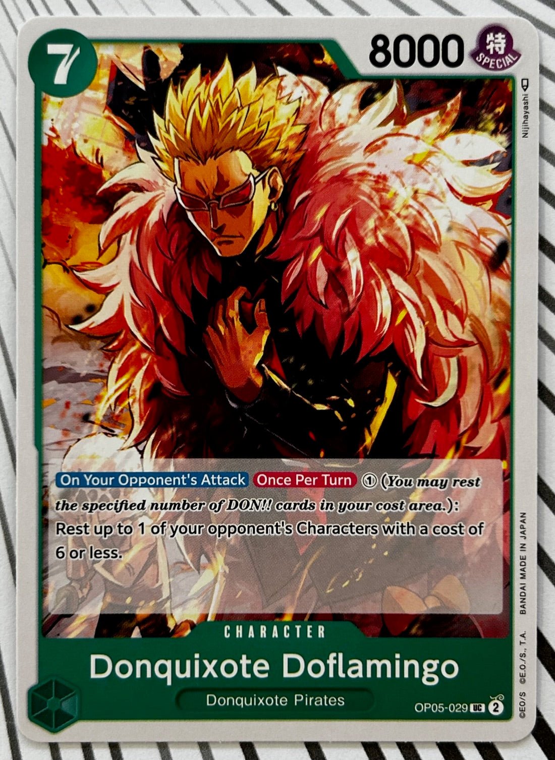 OP05-029 DONQUIXOTE DOFLAMINGO One Piece Character Card (Green) English