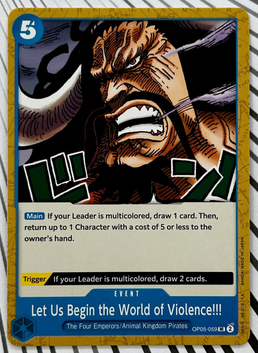 OP05-059 LET US BEGIN THE WORLD OF VIOLENCE!!! One Piece Event Card (Blue) English