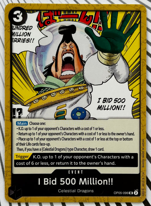 OP05-096 I BID 500 MILLION!! One Piece Event Card (Black) English