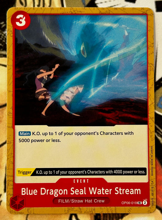 OP06-019 BLUE DRAGON SEAL WATER STREAM One Piece Event Card (Red) English