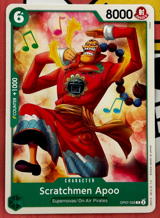 OP07-028 SCRATCHMEN APOO One Piece Charcter Card (Green) English