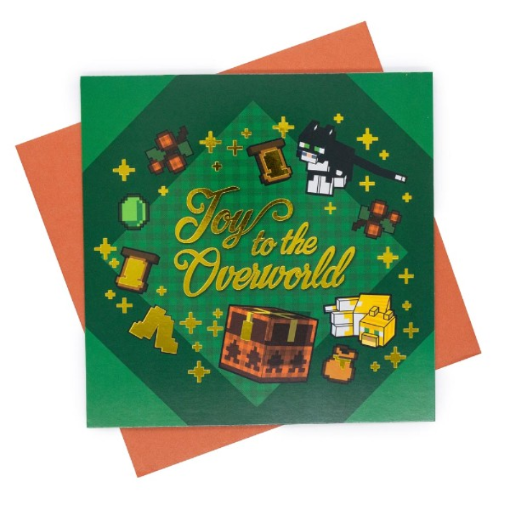 Official Minecraft Greetings Card - JOY TO THE OVERWORLD Xmas Christmas