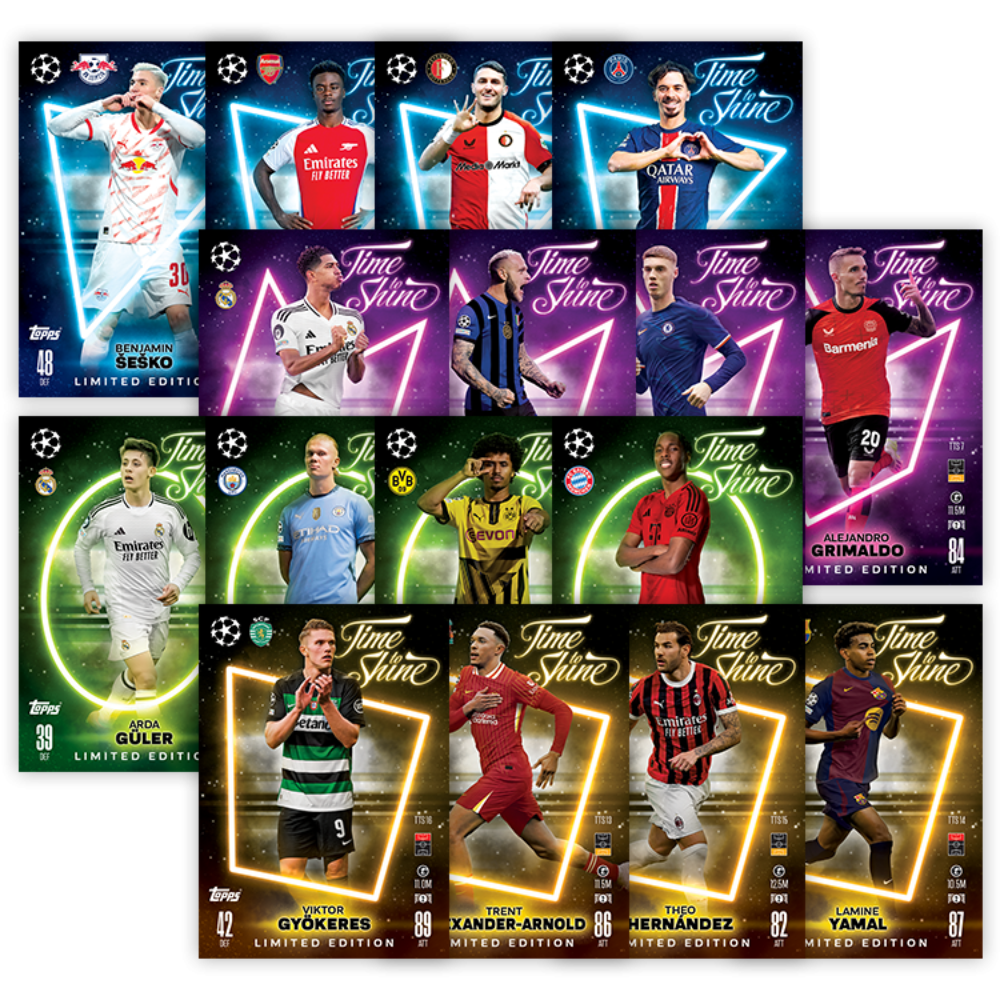 PRE-ORDER: 2024-25 Topps UCC Match Attax - SET OF 4 TIME TO SHINE MEGA TINS (176 Cards)