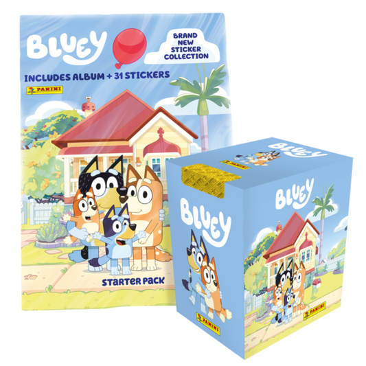 XMAS PRE-ORDER: Panini 2024 Bluey Sticker Collection Bundle (Sealed Box & Starter Pack)