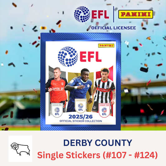 Panini EFL 2025-26 Sticker Collection - Single DERBY COUNTY Stickers (#107 - #124)