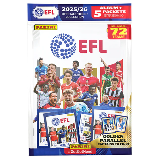 PRE-SALE: Panini EFL 2025-26 Sticker Collection - Starter Pack with Sticker Album + 5 Packs (Shipping for Xmas)
