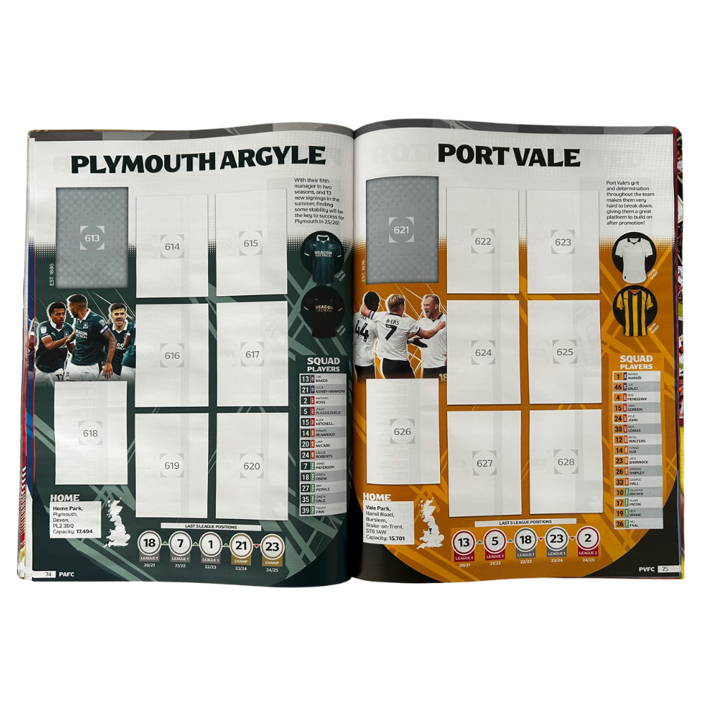 Panini EFL 2025-26 Sticker Collection - Sticker Album including Sticker Sheet