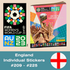 Panini FIFA Women's World Cup AU NZ 2023 - Single ENGLAND Stickers (#209 - #225)