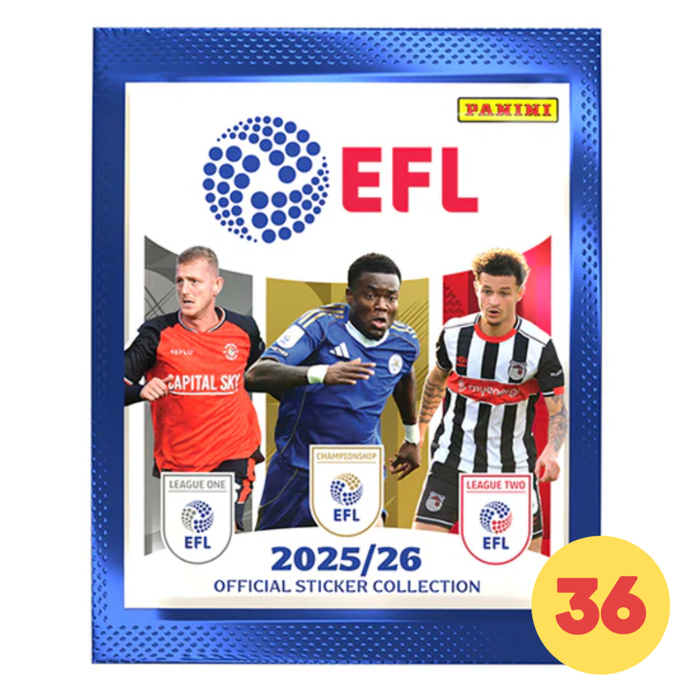 PRE-SALE: Panini EFL 2025-26 Sticker Collection - Box of 36 Sticker Packets (Shipping for Xmas)