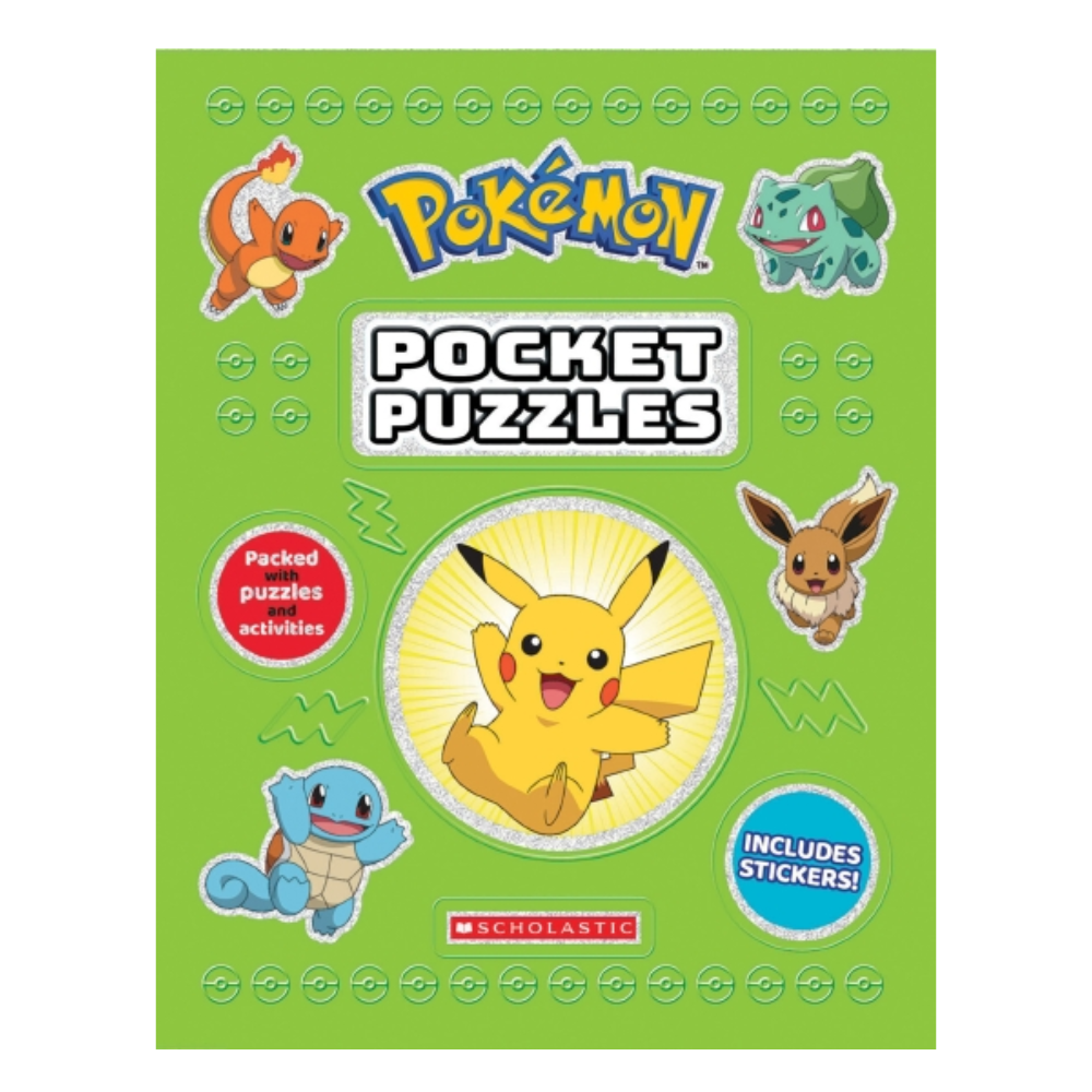 Pokemon Books - POKEMON POCKET PUZZLES Activity Book with over 150 pages of Puzzles & 64 Stickers
