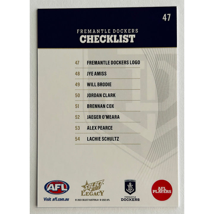 Select AFL 2023 Legacy - Single FREMANTLE DOCKERS Cards (#47 - #54)
