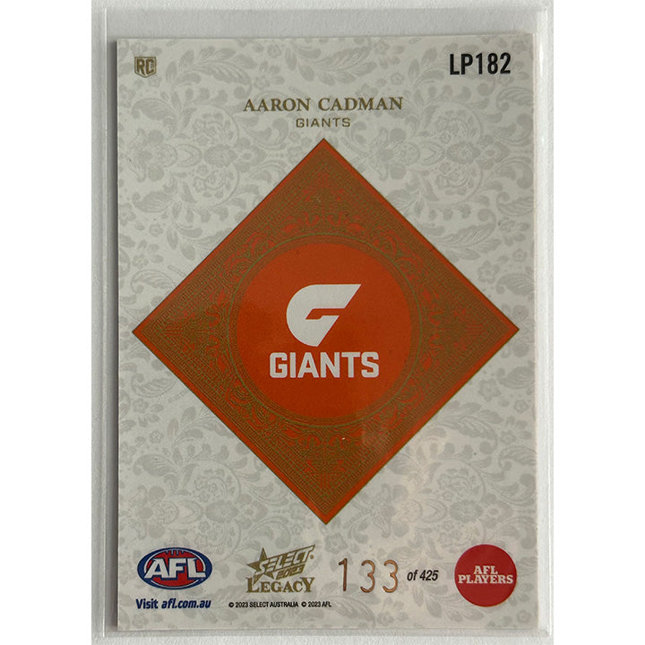 Select AFL 2023 Legacy - AARON CADMAN (GWS GIANTS) Legacy+ RC LP182 #133/425