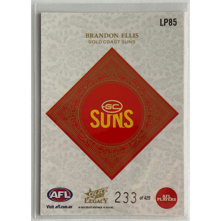 Select AFL 2023 Legacy - BRANDON ELLIS (GOLD COAST SUNS) Legacy+ LP85 #233/425