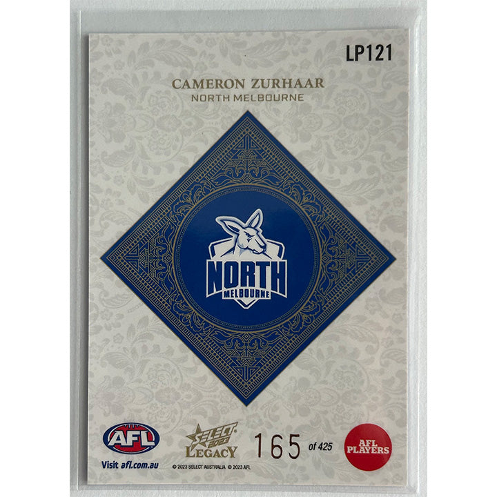 Select AFL 2023 Legacy - CAMERON ZURHAAR (NORTH MELBOURNE) Legacy+ LP121 #165/425