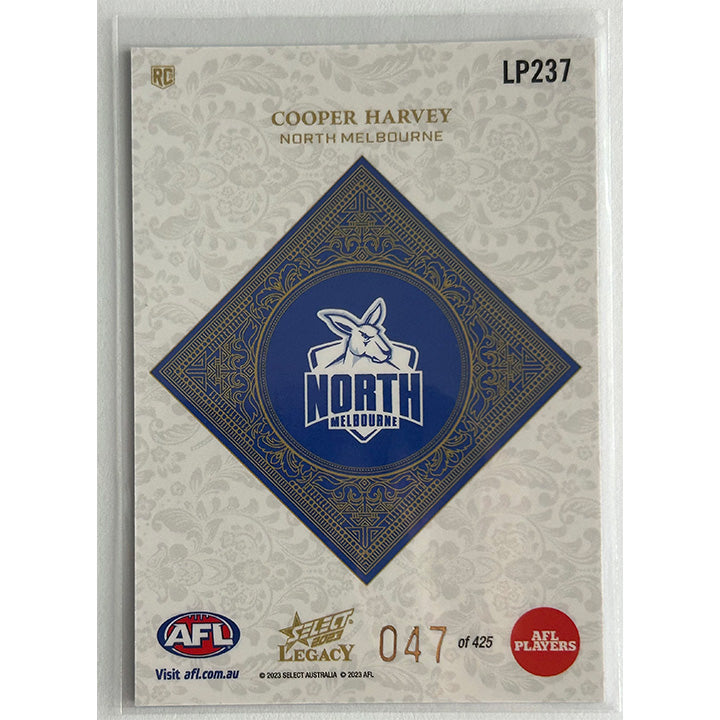 Select AFL 2023 Legacy - COOPER HARVEY (NORTH MELBOURNE) Legacy+ RC LP237 #047/425