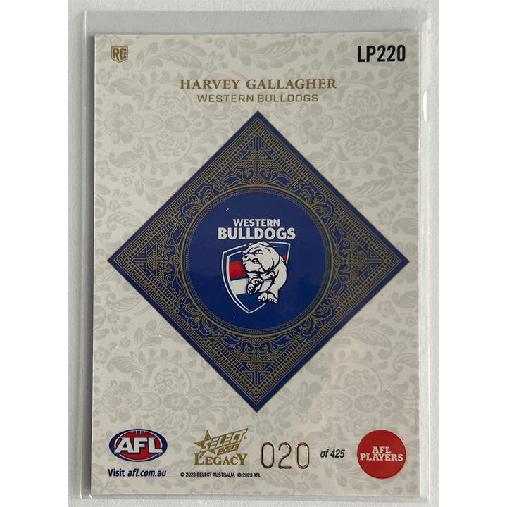 Select AFL 2023 Legacy - HARVEY GALLAGHER (WESTERN BULLDOGS) Legacy+ RC LP220 #020/425