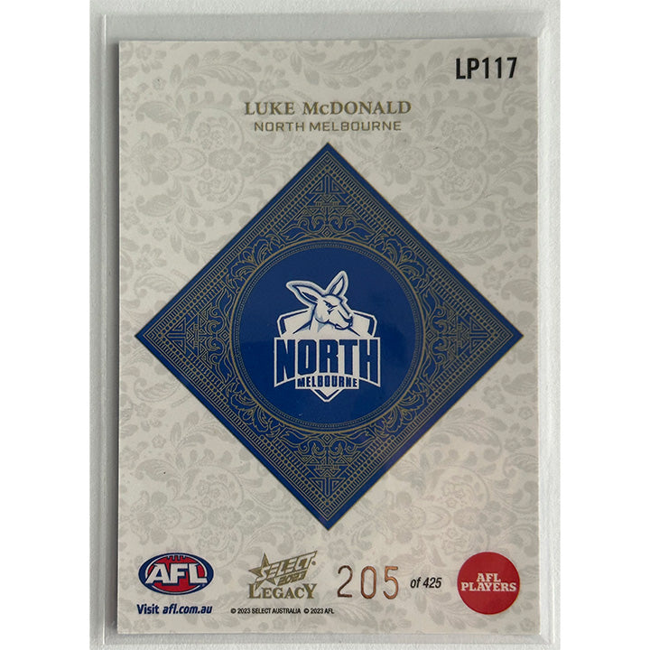 Select AFL 2023 Legacy - LUKE McDONALD (NORTH MELBOURNE) Legacy+ LP117 #205/425