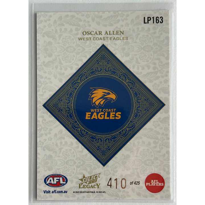 Select AFL 2023 Legacy - OSCAR ALLEN (WEST COAST EAGLES) Legacy+ LP163 #410/425