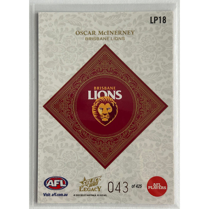 Select AFL 2023 Legacy - OSCAR McINERNEY (BRISBANE LIONS) Legacy+ LP18 #043/425