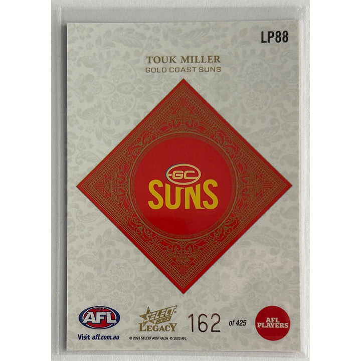 Select AFL 2023 Legacy - TOUK MILLER (GOLD COAST SUNS) Legacy+ LP88 #162/425