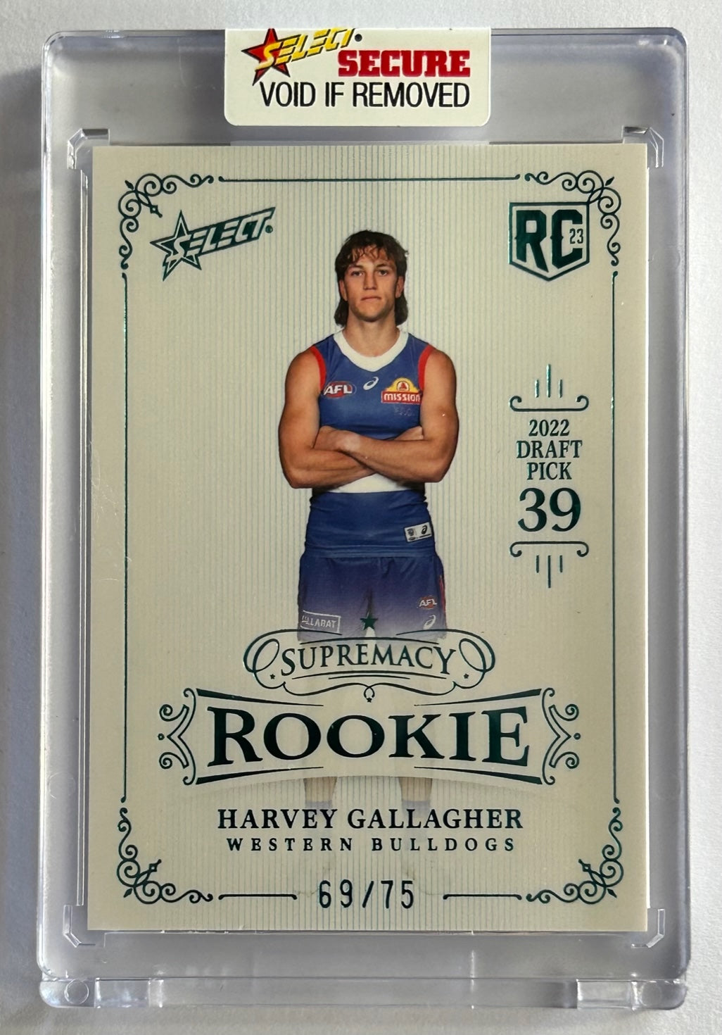 Select AFL 2023 Supremacy Rookie - HARVEY GALLAGHER (WESTERN BULLDOGS) RPB39 /75