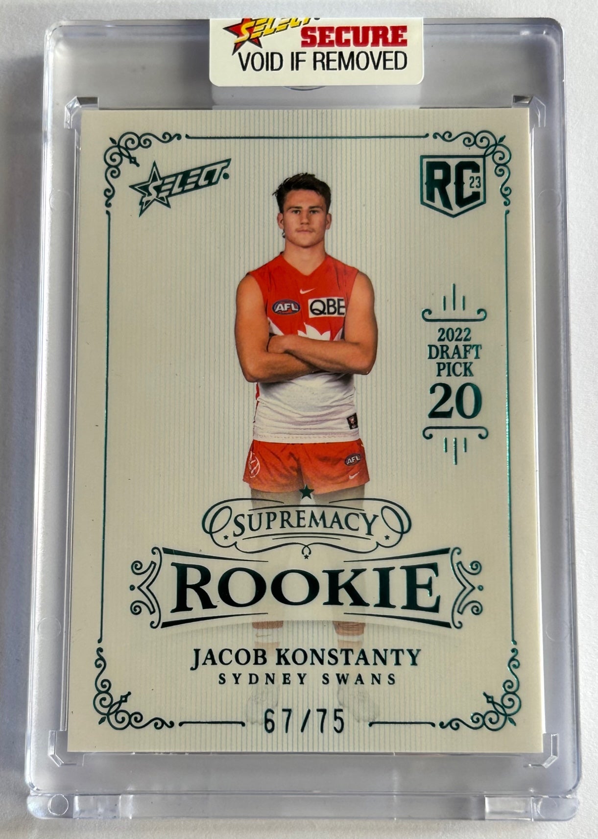 Select AFL 2023 Supremacy Rookie - JACOB KONSTANTY (SYDNEY SWANS) RPB20 /75