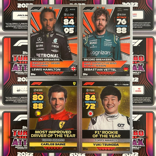 Topps F1 Turbo Attax 2022 - Single F1 TOPPS AWARDS & RECORD BREAKERS Cards (#280 - #289)