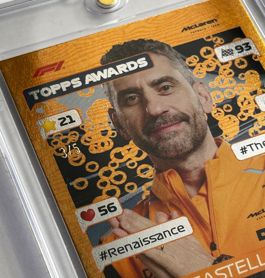 Topps F1 Turbo Attax 2024 - ANDREA STELLA (McLAREN) Principal Topps Awards #307 Wood Parallel *#3 of 5 printed*