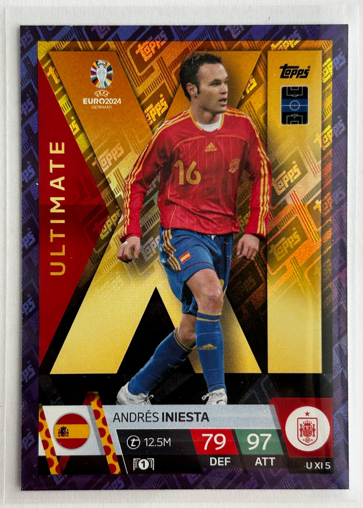 Topps Match Attax UEFA EURO 2024 - INIESTA (SPAIN) Purple Parallel Ultimate XI UXI5