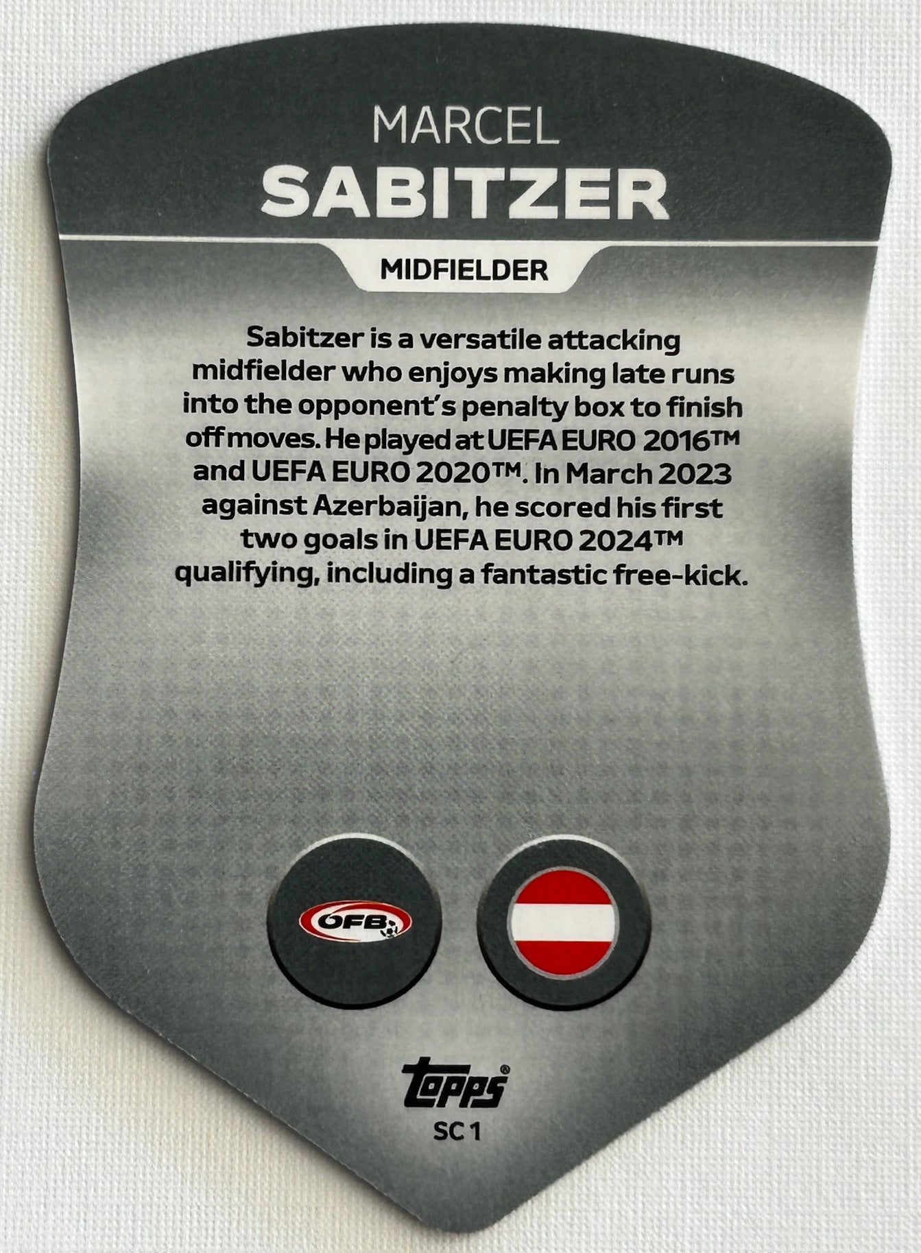 Topps Match Attax UEFA EURO 2024 - SABITZER (AUSTRIA) Chrome Shield SC1