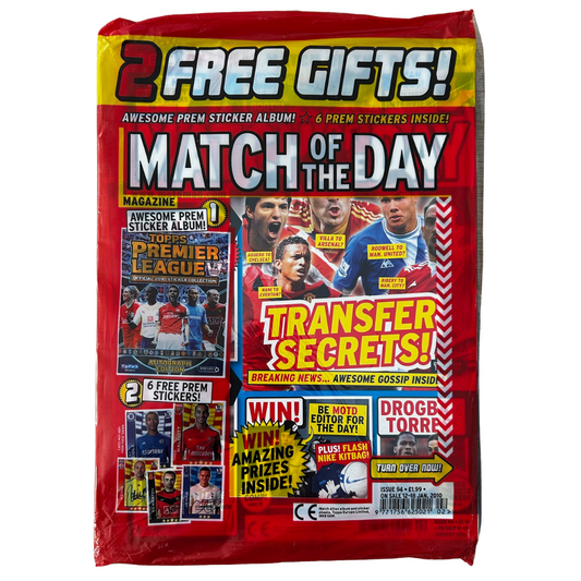 Topps Premier League Offiicial 2010 Sticker Collection - STICKER ALBUM + 6 STICKERS (MotD Promotion 12.01.2010)