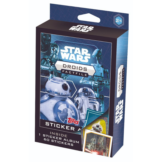 Topps UK Star Wars Factfiles (2020) Sticker Collection - DROIDS SET #2 Sticker Album & 60 Stickers