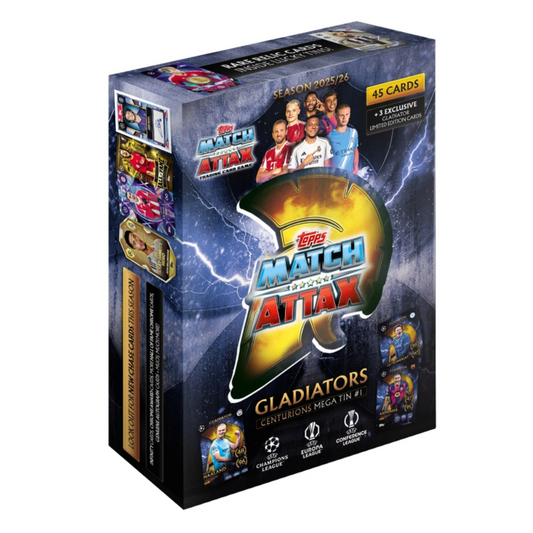 PRE-ORDER: Topps UCC Match Attax 2025-26 - GLADIATORS MEGA TIN #1 Centurions (45 Cards + 3 Exclusive LEs)
